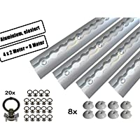 Riel de amarre Airline de aluminio 4 x 2 m- forma redonda- semirredonda- con perforaciones 2 m- set de iniciación 1975…